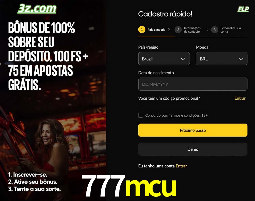 777mcu registro oficial cassino online Brasil com bônus de depósito e free spins